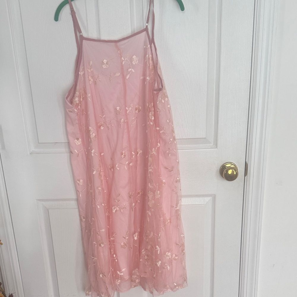 Pink Floral Embroidered Dress - Picture 3 of 3